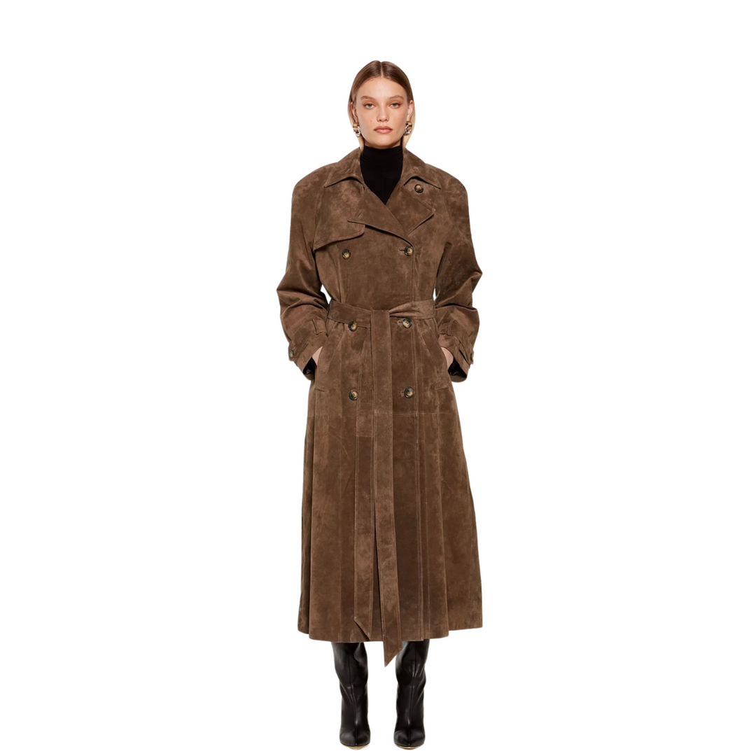 TRENCH IN VELLUTO® IN PELLE SCAMOSCIATA