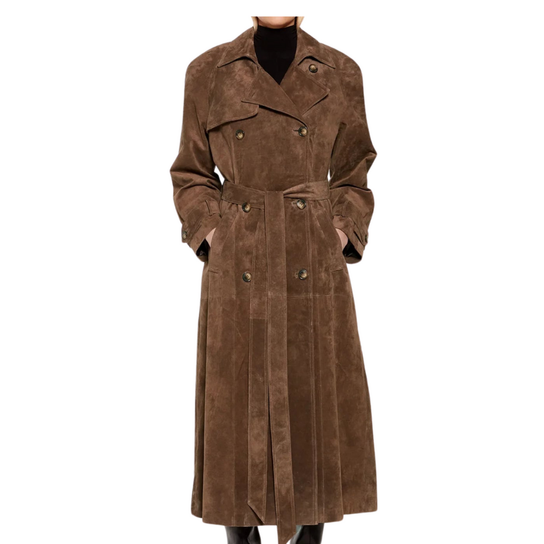 TRENCH IN VELLUTO® IN PELLE SCAMOSCIATA