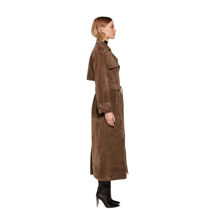 TRENCH IN VELLUTO® IN PELLE SCAMOSCIATA