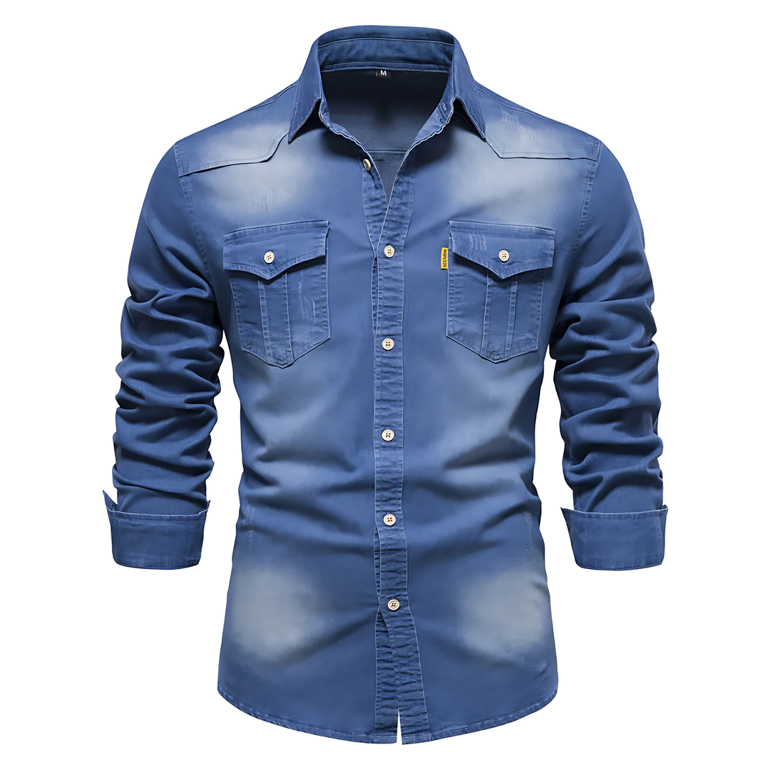 Ruggiero™ - Camicia in Denim di Cotone per Uomo